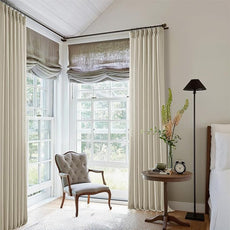 108 Inch Linen Curtains 2 Panels Set Pinch Pleated for Living Room Bedroom Memory Training Shaped Semi Sheer Neutral Beige Tan Flax Burlap Pleat Drapes Hooks Rings Light Filtering Window Curtain