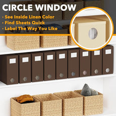 SpaceAid 9 Pack Bed Sheet Organizers and Storage, Foldable Sheet Organizer with Window for Linen Closet, Set Folder Keeper for Queen & King Size Bedding Storage (Brown)