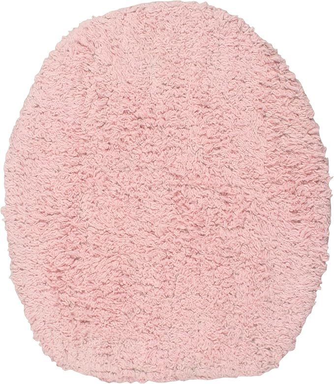 Home Weavers Double Ruffle Collection 100% Cotton Toilet Lid Cover, 18"x18" – Soft, Absorbent & Washable Bathroom Lid Cover with Non-Slip Backing, Pink