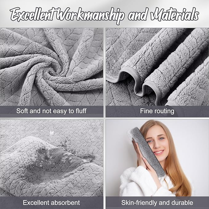 16 Pack Microfiber Bath Towels Bulk 27'' x 60'' Oversized Size Bath Towel Highly Absorbent Extra Large Soft Drying for Shower Beach Winter Salon Sport Gym Party (Wheat,Light Grey)