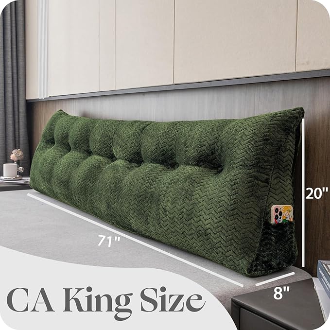 Large Bolster Triangular Headboard Wedge Backrest Positioning Support Bed Rest Reading Pillows Headboard Wedge Pillows for Day Bed with Removable Cover