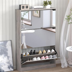 Shoe Cabinet with 3-Flip Mirror Drawers, Freestanding Shoe Rack Organizer with Hidden Handle, Slim Narrow Shoe Storage Cabinet for Entryway, Entrance, Hallway, Bedroom