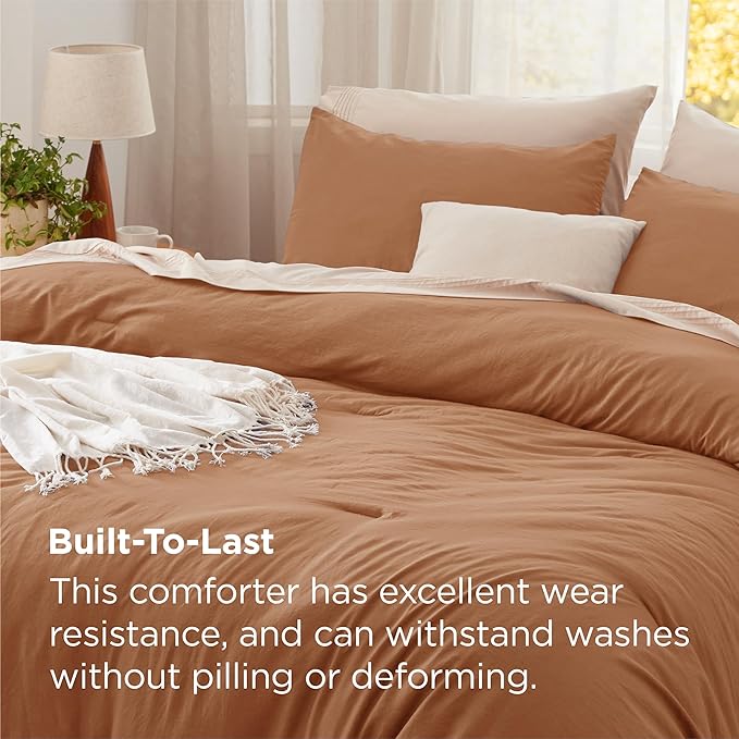 Bedsure Full Size Comforter Set, Pumpkin Soft Prewashed Bedding for All Seasons, 3 Pieces GentleSoft™ Warm Down Alternative Bed Set, 1 Lightweight Comforter (82"x86") and 2 Pillowcases (20"x26")