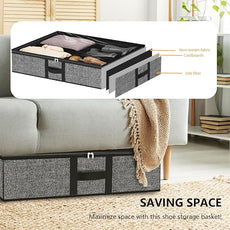 homyfort Under the Bed Shoe Organizer Fits 12 Pairs and 4 Pairs Boots,Sturdy & Breathable Materials,Underbed Storage Solution for Kids Men & Women Shoes,Great Space Saver for Your Closet Set of 2