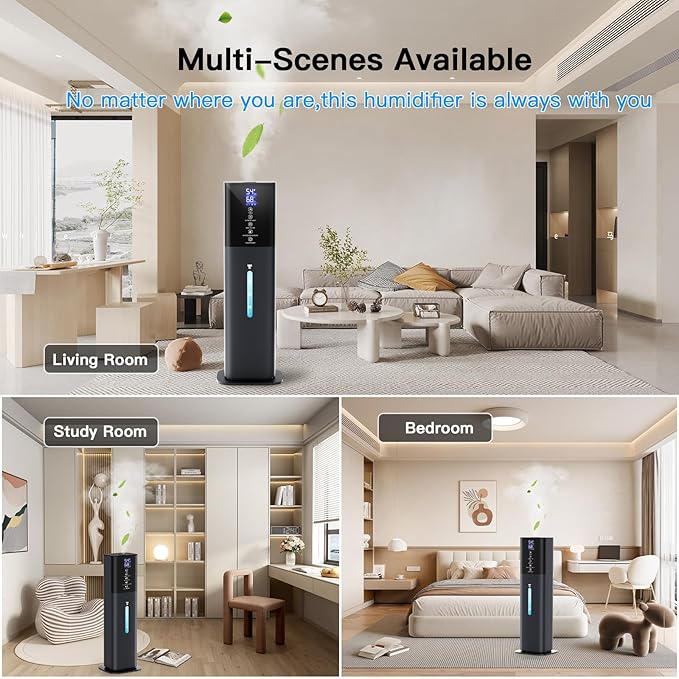 Humidifiers Large Room Bedroom with 7 Colors Light, 2.1Gal(8L) 3 Speed Quiet Ultrasonic Cool Mist Humidifier with 360° Nozzle, Humidity Setting, Timer,Aroma Box for Home Plant Baby Yoga Sleep (Blue)
