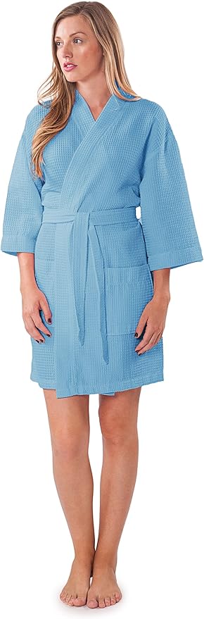 Turquaz Lightweight Short Robes For Women Waffle Kimono Bathrobe - Soft, Fast-Drying, Long-Lasting Cotton Blend
