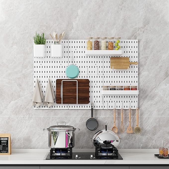 Nafenai Pegboard Combination Wall Organizer Kit,2 Pieces Pegboard and 11 Accessories Modular Hanging,Wall Mount Display Pegboard Panel for Home Office