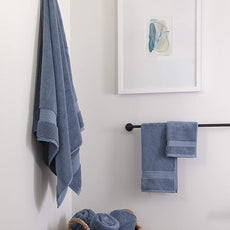 100% Organic Cotton Bath Towel Set | Bathroom Luxury Towel Set of 6 | GOTS Certified | Hotel Premium Towels | 700 GSM | 2 Bath Towel 30 x 56 | 2 Hand Towel 16 x 30 | 2 Wash Cloth 13 x 13 | Dark Blue