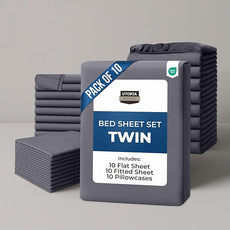 Utopia Bedding Twin Bed Sheets Set - Pack of 10 Sheet Sets - Perfect for Spa, Hotel, & Guest Bedroom - Brushed Microfiber - Shrinkage and Fade Resistant - Easy Care (Grey)
