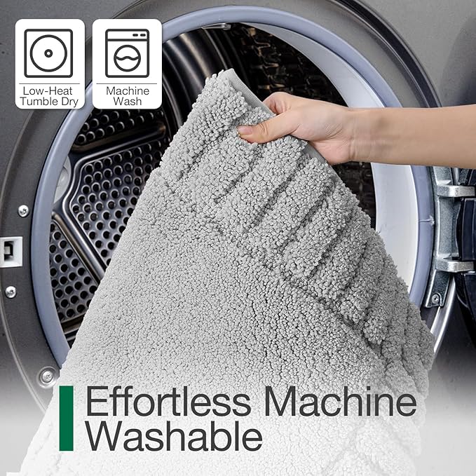 LUMI Bathroom Rugs Non Slip with Rubber Backing, Extra Soft Plush Microfiber Bath Rug Absorbent, Machine Washable Bath Mat Quick Dry for Tub, Shower, Hotel, Light Grey, 24"x43"