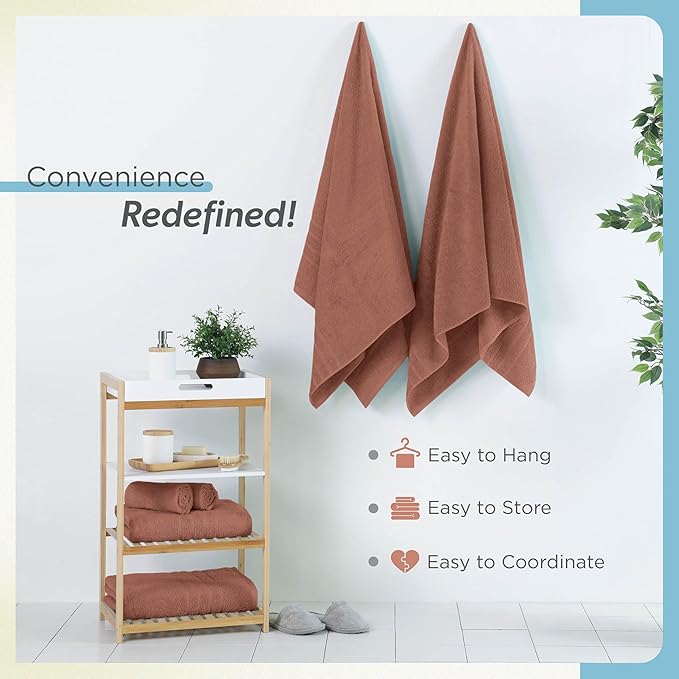 Martex 2-Pack Ultimate Performance Bath Sheet Set – 100% Cotton – 33” x 65” – Extra Large Bath Towels – Versatile – Low-Linting – Supersoft Bathroom Set – Super Absorbent – Easy Care – Terracotta