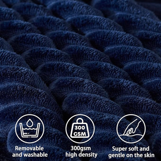 Headboard Wedge Pillow + A Long Neck Roll Pillow Body Pillow，Large Headboard Pillow with Removable Cover (Blue, Twin：39x8x20 inches)