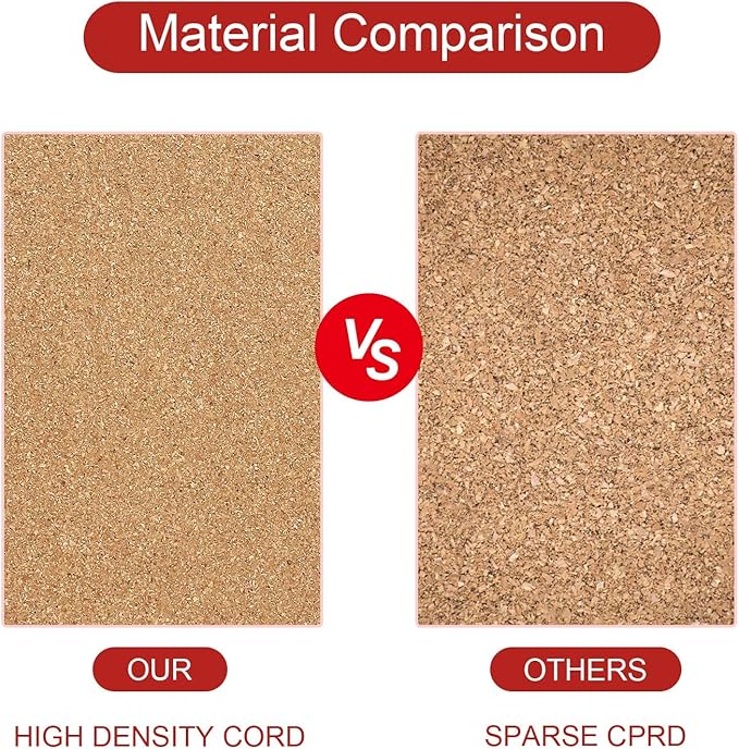 Cork Board Tiles 17”X 8” – 1/2” Thick Cork Board – Bulletin Board – Pin Board Decoration for Pictures,Ultra Strength Adhesive Backing – 6 Pieces Cork Boards for Walls – 1 Box Push Pins