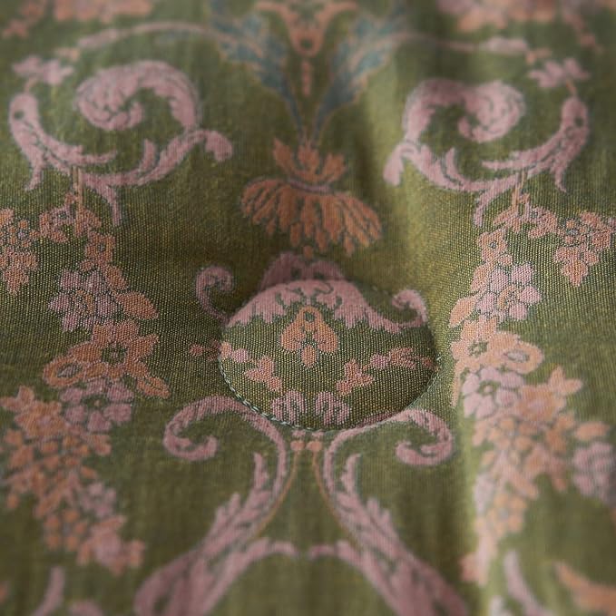MKXI Floral Linen Comforter Set Queen Army Green Vintage Paisley Comforter Bedding for Neutral Bedroom Rich Rust Jacquard Floral Bed Comforters for Men Women Cotton Yarn-Dyed Textured Soft Lightweight