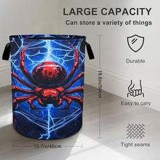 Halloween Web Laundry Basket Foldable Oxford Cloth Tote Bag Laundry Hamper Clothes Storage Bucket Organizer For Bathroom/Laundry Storage/Bedroom 19.6x15.7 Inch