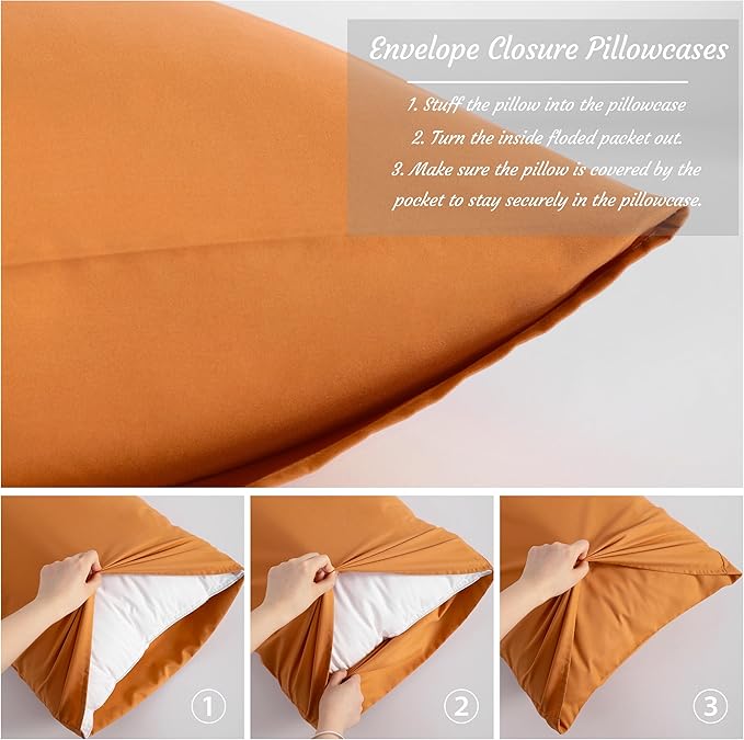 NTBAY King Pillow Cases Set of 2, 2 Pack Brushed Microfiber 20x40 Pillow Cases, Soft, Wrinkle, Fade, Stain Resistant Pale Orange Pillow Cases with Envelope Closure, 20x40 Inches, Pale Orange