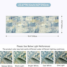 Lahome Modern Abstract Bathroom Runner Rug 2x8, Washable Entryway Rug Runners for Hallways Non Slip, Soft Non Skid Kitchen Carpet Runner for Living Laundry Bedroom RV, Blue