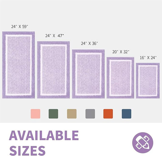 CozeCube Bath mats for Bathroom Non Slip, Fluffy Absorbent Microfiber Bath mat Washable, Aesthetic Bathroom Rugs, Long Purple Bath mat, Lavender, 47" x 24"