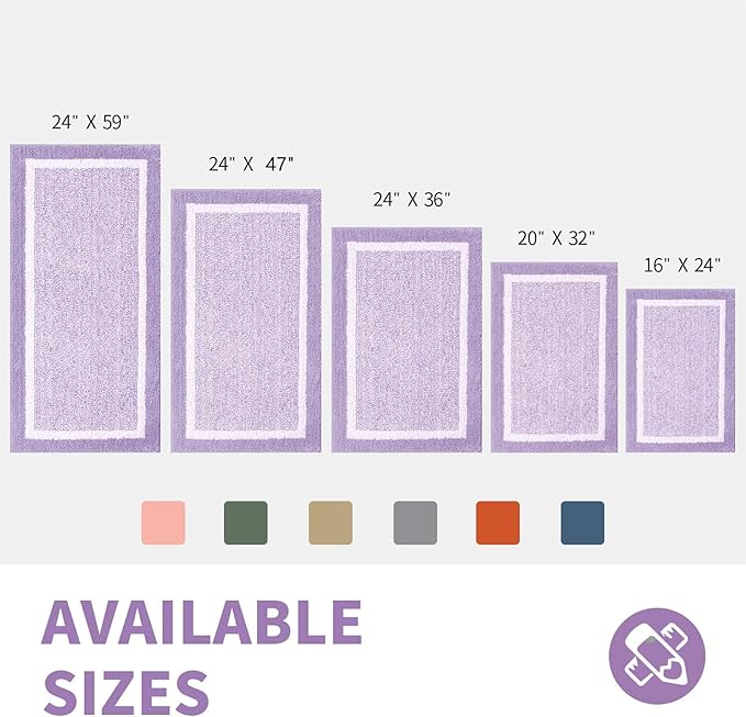 CozeCube Bath mats for Bathroom Non Slip, Fluffy Absorbent Microfiber Bath mat Washable, Aesthetic Bathroom Rugs, Large Purple Bath mat, Lavender, 36" x 24"