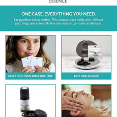 Essence Pearl Travel Case - Wearable Aromatherapy Kit with Nasal Diffuser Rings, Soaking Bay, and 5mL Essential Oil – Portable Wellness Gift Set for On?The?Go Self Care