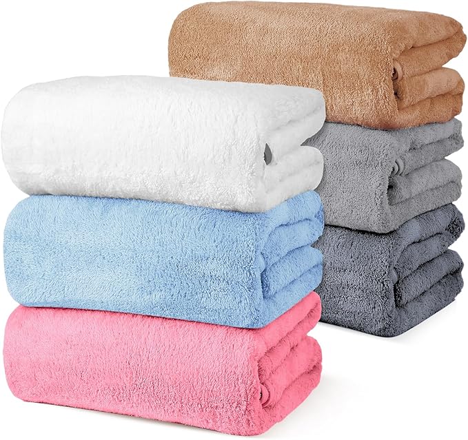 VitalCozy Set of 6 Large Bath Towels for Bathroom 28 x 55 Inches Soft Absorbent Shower Towels Bulk for Daily Use Gym Beach Pool Hotel(Multicolor)