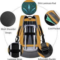 hk Backpack for Men Business Slim Backpack with USB Charger Computer Lightweight Anti-theft Travel (Yellow, 17.3 Inch)