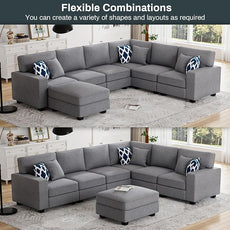 Legend Vansen Modular Sectional Sofa U Shaped Couch with Ottoman Modern Reversible Corner Sectional Couch for Living Room (Dark Grey, U Shaped Sofa-2)