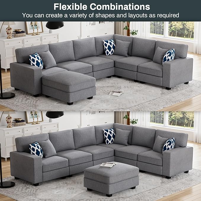 Legend Vansen Modular Sectional Sofa U Shaped Couch with Ottoman Modern Reversible Corner Sectional Couch for Living Room (Dark Grey, U Shaped Sofa-2)