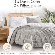 Southshore Fine Living, Inc. Oversized King/Cal King Floral Duvet Cover Set – Reversible, Premium Quality Bedding – 1 Duvet Cover + 2 Pillow Shams – Easy Care – Winter Brush