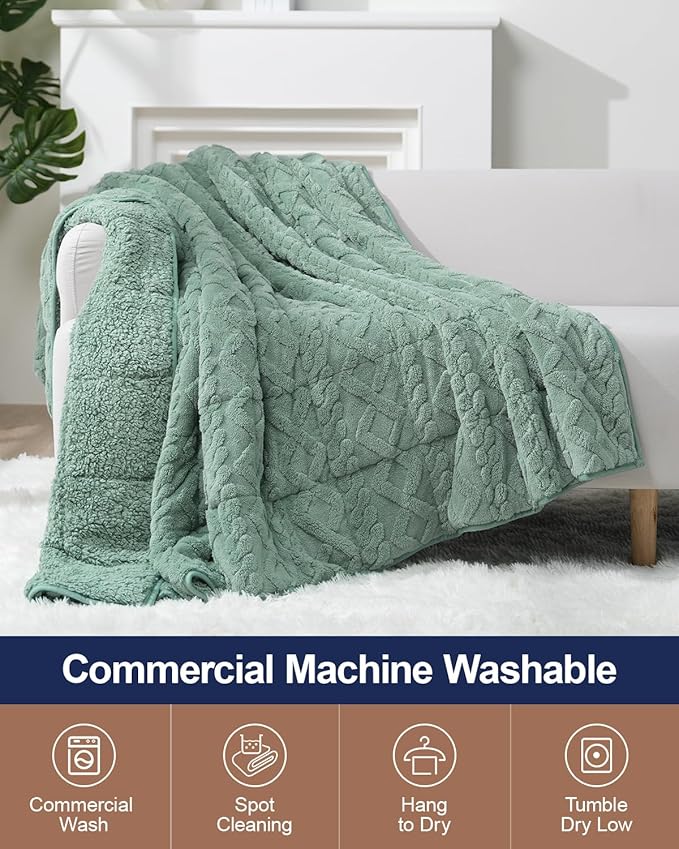 Super Fuzzy Soft Sherpa Fleece Weighted Blanket, 15 lbs Dual Sided Fluffy Heavy Weighted Blankets for Adults - No Bunching with Double Layers of Soft Inner Lining (48"x 72", 15 Pounds)