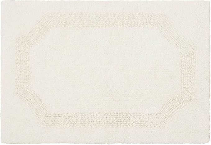Laura Ashley - Reversible Cotton Bath Mat, Premium Bathroom Décor, Machine Washable Bathroom Rug, Highly Absorbent, 21"x34", Ivory
