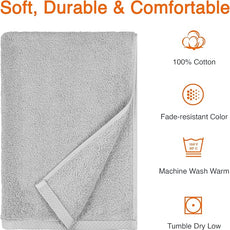 Amazon basics 2 piece Lightweight quick-dry bath towel, 100% cotton, Platinum, 54