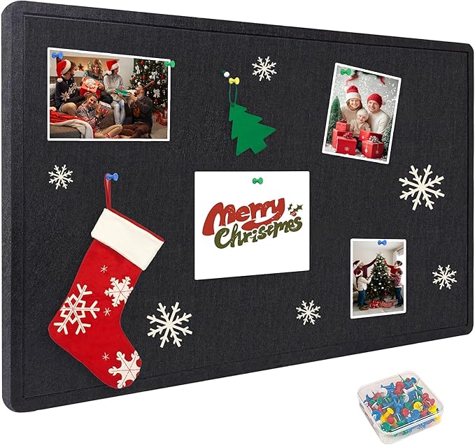 Large Bulletin Board - Foldable 36x17.5 Inches Cork Board Alternative with 20 Push Pins, Self-Adhesive Felt Bulletin Board for Wall, Home Office Classroom Decor