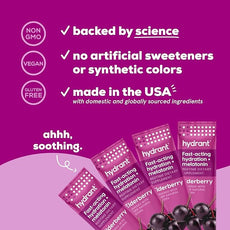 Hydrant - Sleep Electrolyte Powder, Elderberry Flavor, 30 Rapid Hydration Individual Stick Packs - Sleep Blend of Melatonin, L-Theanine, Magnesium, & Chamomile