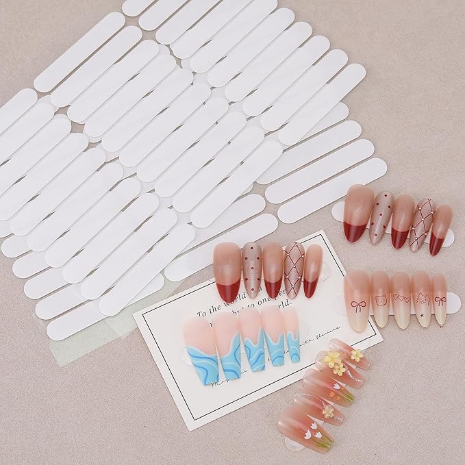 6 Sheets Double Sided Nail Tape, Adhesive Removable Double Sided Tape, Clear Press on Salon Supplies Accessories for Nail Art Tips