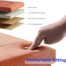 BRIAN & DANY 30 Inches Folding Storage Ottoman Bench, Ottoman with Storage Bench for Bedroom, Living Room, Entryway, Foot Rest with Legs, Orange