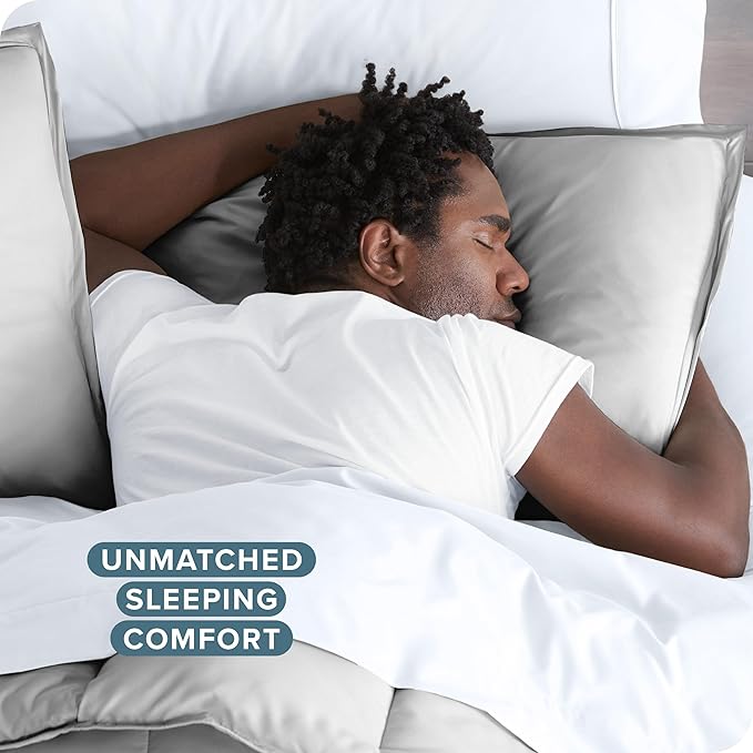 Bare Home Bedding Duvet Cover Queen Size - Premium 1800 Super Soft Collection - Lightweight, Cooling - Soft Breathable Bedding Duvet Cover (Queen, Cloud Grey)