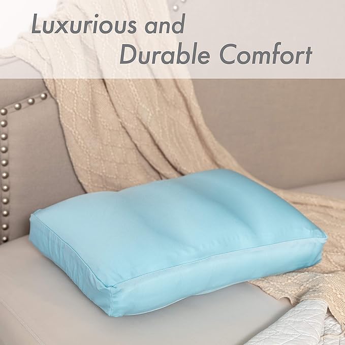 PILLOWY Cover Only for Premium Microbead Bed Pillow, Small Extra Smooth - Ultra Comfortable Sleep with Silk Like Anti Aging Cover 85% Spandex/ 15% Nylon Breathable, Cooling Sweet Baby Blue