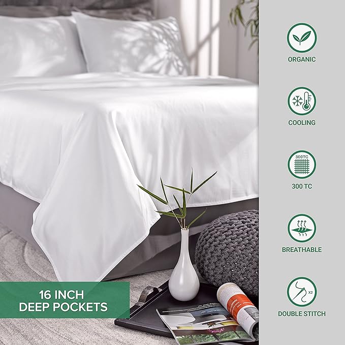 Pure Bamboo Queen Sheets, Genuine 100% Organic Viscose Derived from Bamboo Bed Sheet Set, Luxuriously Soft & Cooling, Double Stitching, 2 Year Quality Promise (Queen, Cobalt Blue)
