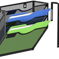 Kuntine.B Wall File Organizer (Black, 3 Tier & Hangers)