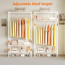 Heavy-Duty Clothing Rack with Adjustable Wire Shelving, Freestanding Closet Organizer for Hanging Clothes, 660 lbs Load Capacity Metal Wardrobe Storage, 17.72