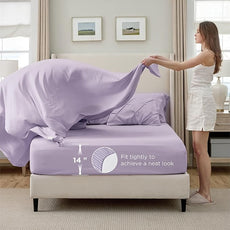 Bedsure Full Comforter Set Light Purple - Bed in a Bag Full Size Bedding Set 7 Pieces, GentleSoft™ Pintuck Bed Set Gift for Family, Pinch Pleat All Season Comforter with Sheets, Pillowcases & Shams