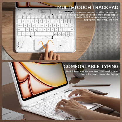 Transparent Keyboard Case for iPad 11” (10th & 11th Gen) – 360° Rotating, Backlit, Trackpad