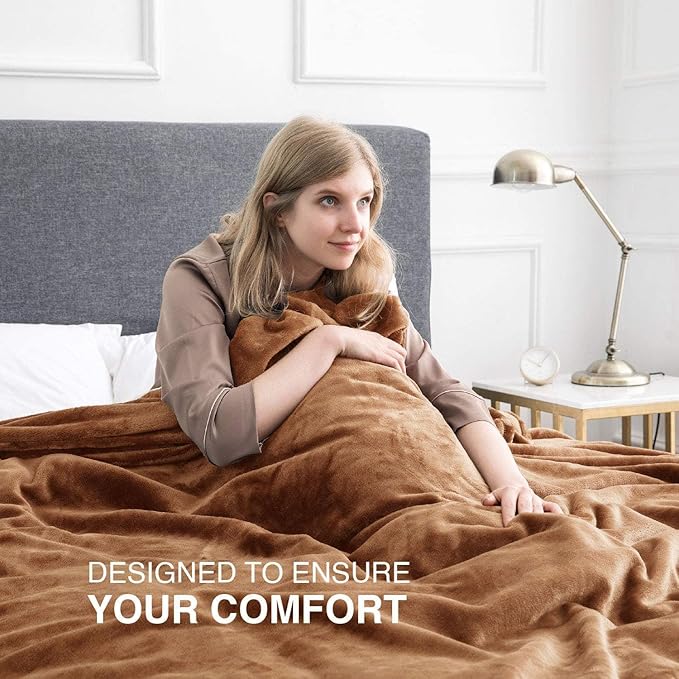 IR Imperial Rooms Fleece Blankets Queen Size 90x90 Inches- 8 Pack - Super Soft Fluffy Throw Blanket for Sofa and Bed - Warm and Cozy Lightweight 400 GSM Microfiber Bed Throws Blankets (Queen, Camel)