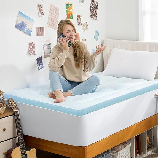 Hansleep College Dorm Twin XL Mattress Topper Viscose Derived from Bamboo, Memory Foam Pillow Top Mattress Topper Twin XL, Breathable Mattress Pad for Back Pain Relief, 39" x 80", White