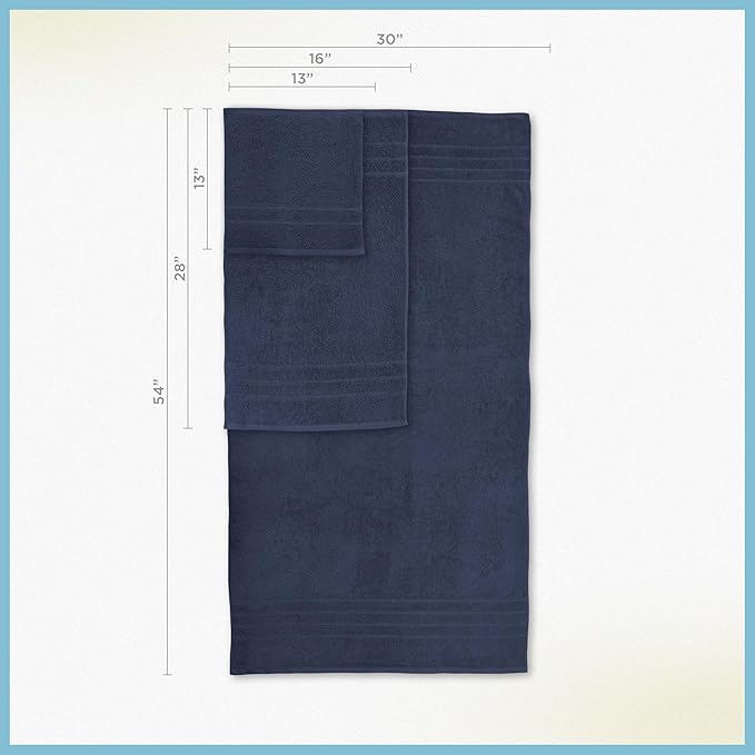 Martex 6-Piece Towel Set – Ultimate Performance – 100% Cotton – 2 Bath Towels – 2 Hand Towels – 2 Wash Cloths – Versatile – Low-Linting – Supersoft & Absorbent Bathroom Set – Easy Care – Estate Blue