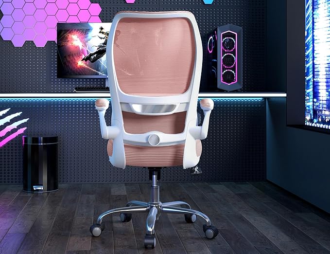 TRALT Ergonomic Office Chair - Desk Chair with Wave High Back Adjustable Lumbar Support Computer Chair - Gaming Chairs Mesh Backrest and PU Leather Seat (PIK)