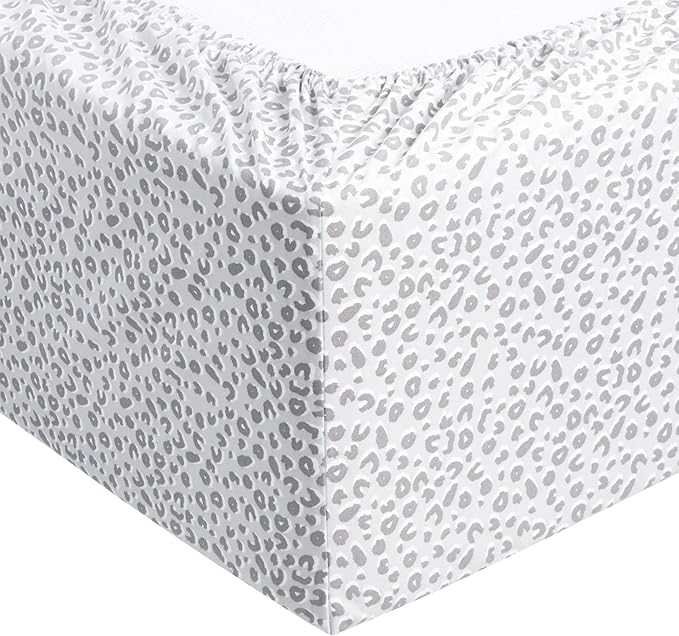 Amazon Basics Lightweight Super Soft Easy Care Wrinkle Free Microfiber 3 Piece Bed Sheet Set with 14-Inch Deep Pockets, Twin, Gray Cheetah, Printed, Kids, Men & Women Bedding