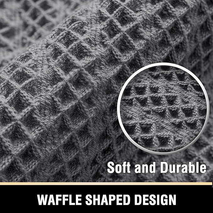 H.VERSAILTEX Waffle Bath Mat Super Absorbent Boho Bath Mat Non Slip Bath Rugs for Bathroom Floor Machine Washable Dry Fast Bathroom Rugs with Tassels (17 x 24 Plus 17 x 24 Inches, Gray)