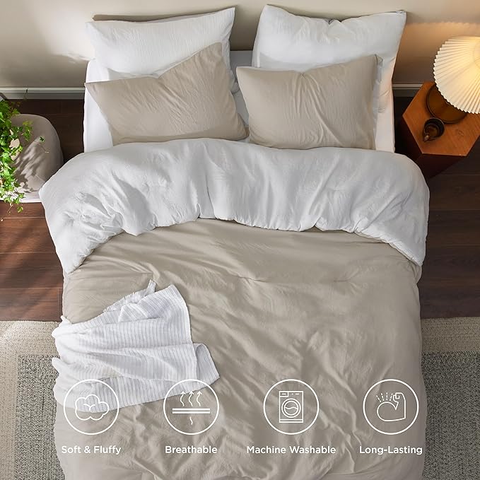 Bedsure King Size Comforter Set, Reversible Blue Soft Prewashed Bedding for All Seasons, 3 Pieces Warm Down Alternative Bed Set, 1 Lightweight Comforter (104"x90") and 2 Pillowcases (20"x36")